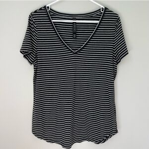 Black & White Striped V Neck